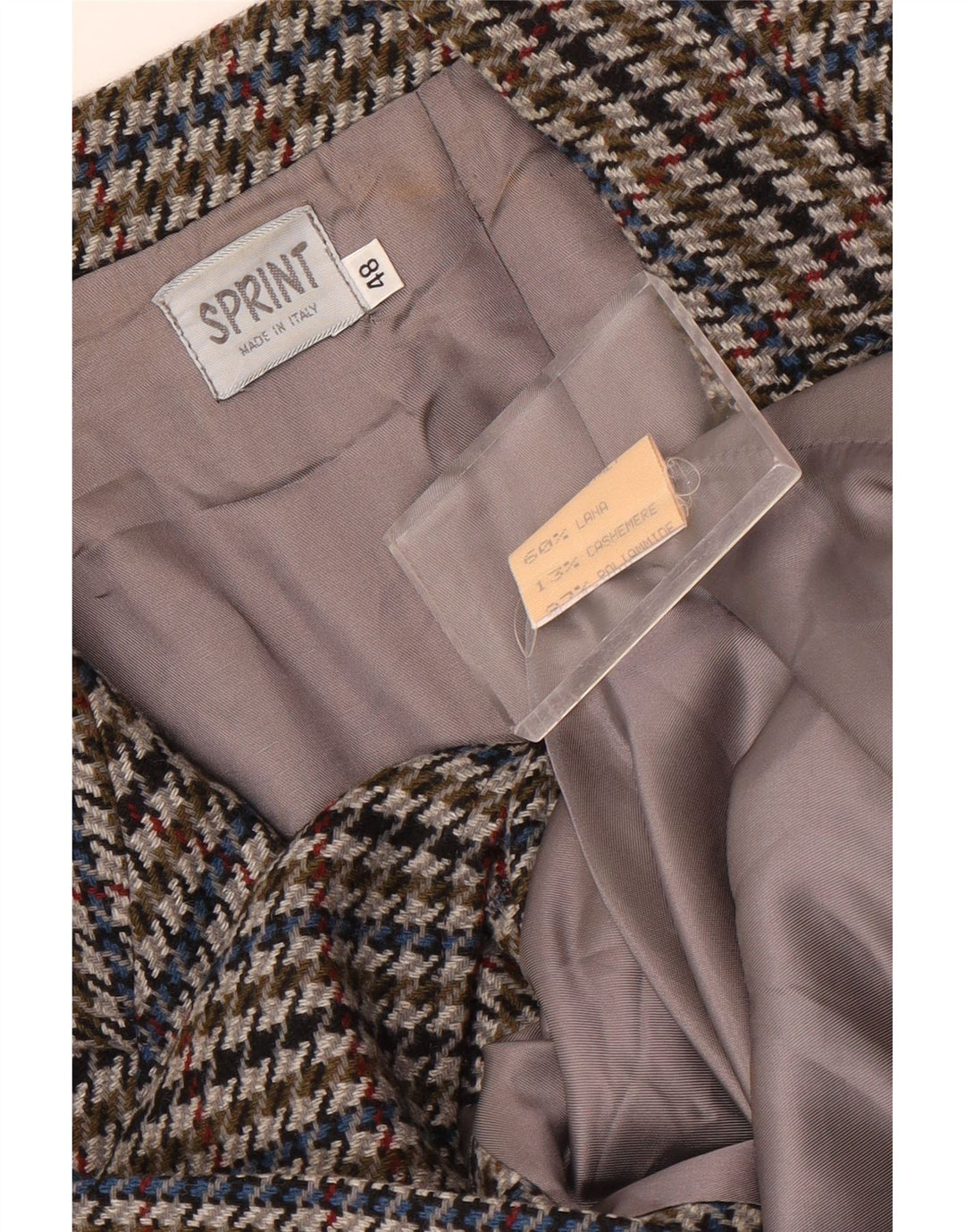 Vintage Damen 2-Knopf-Blazer-Jacke IT 48 XL Mehrfarbiger Hahnentritt