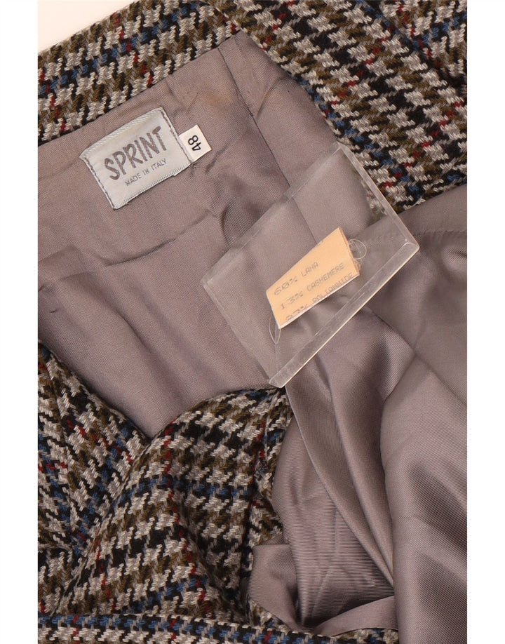 Vintage Damen 2-Knopf-Blazer-Jacke IT 48 XL Mehrfarbiger Hahnentritt