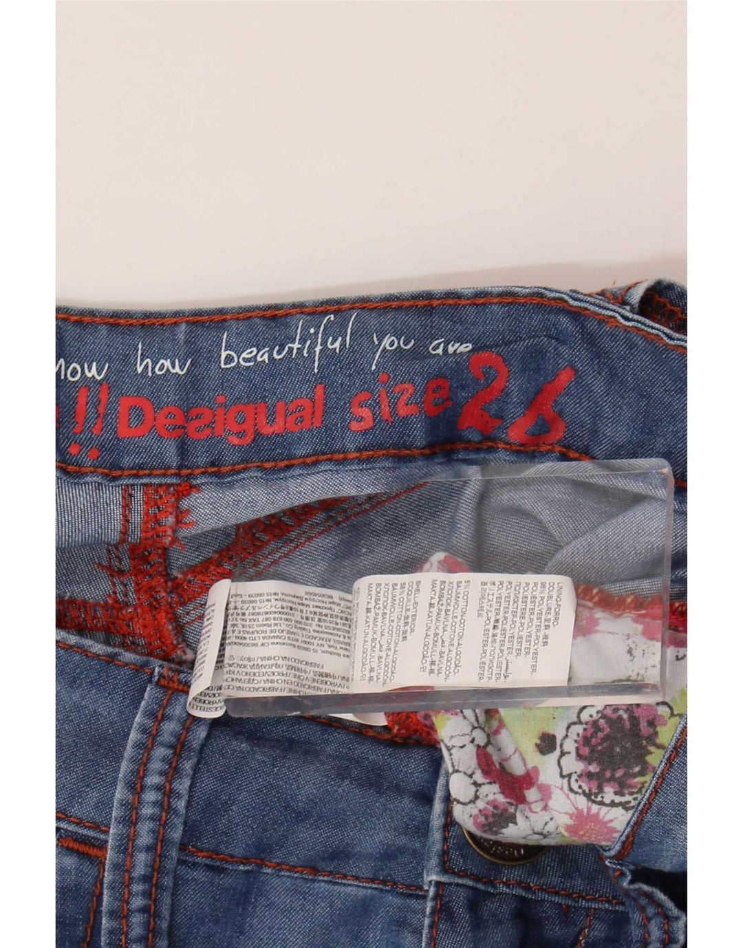 Desigual Damen Grafik-Haremshose W26 L20 Blaues Blumenmuster aus Polyester
