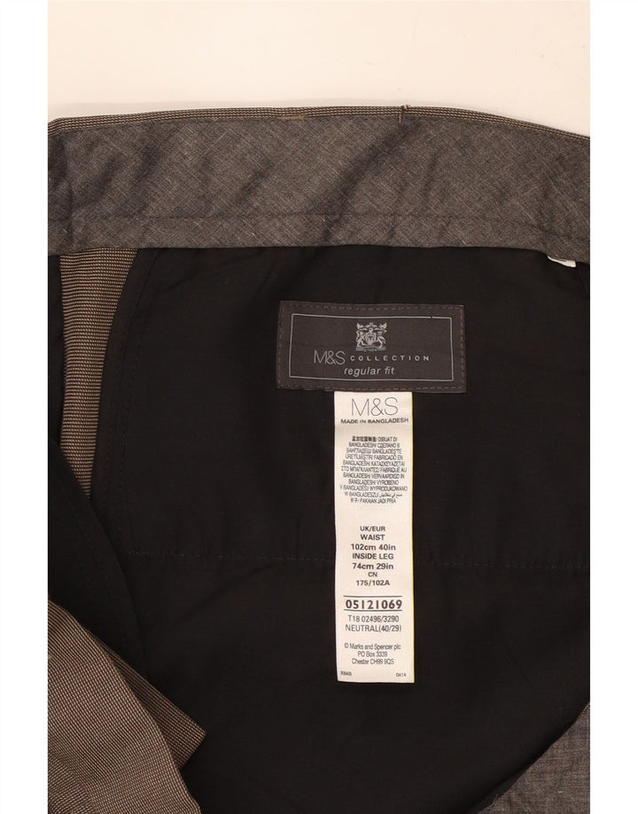 Marks & Spencer Herren-Anzughose in normaler Passform, W40, L29, braun, Polyester