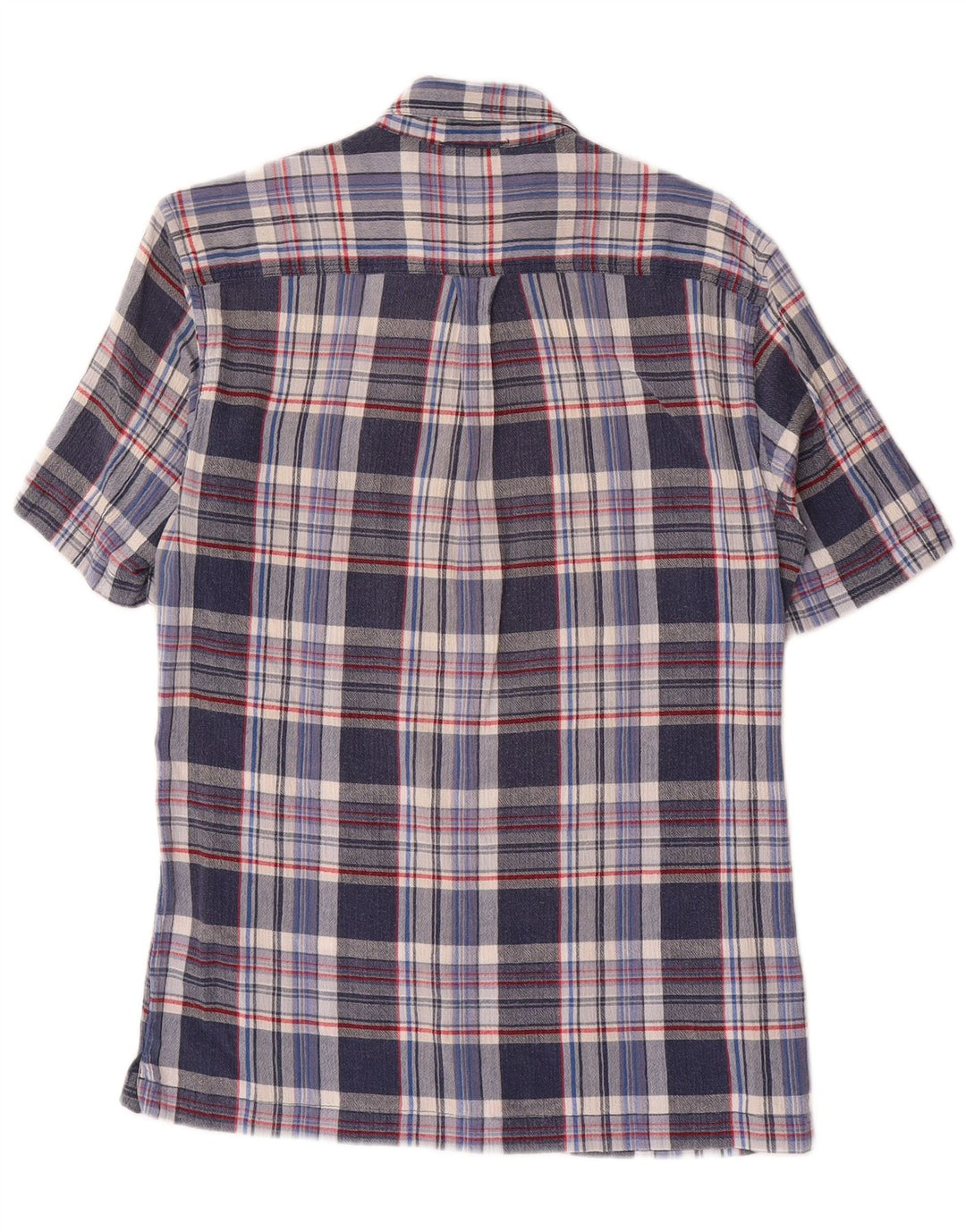 EDDIE BAUER Herren-Kurzarmhemd mit klassischer Passform, mittelblau karierte Baumwolle