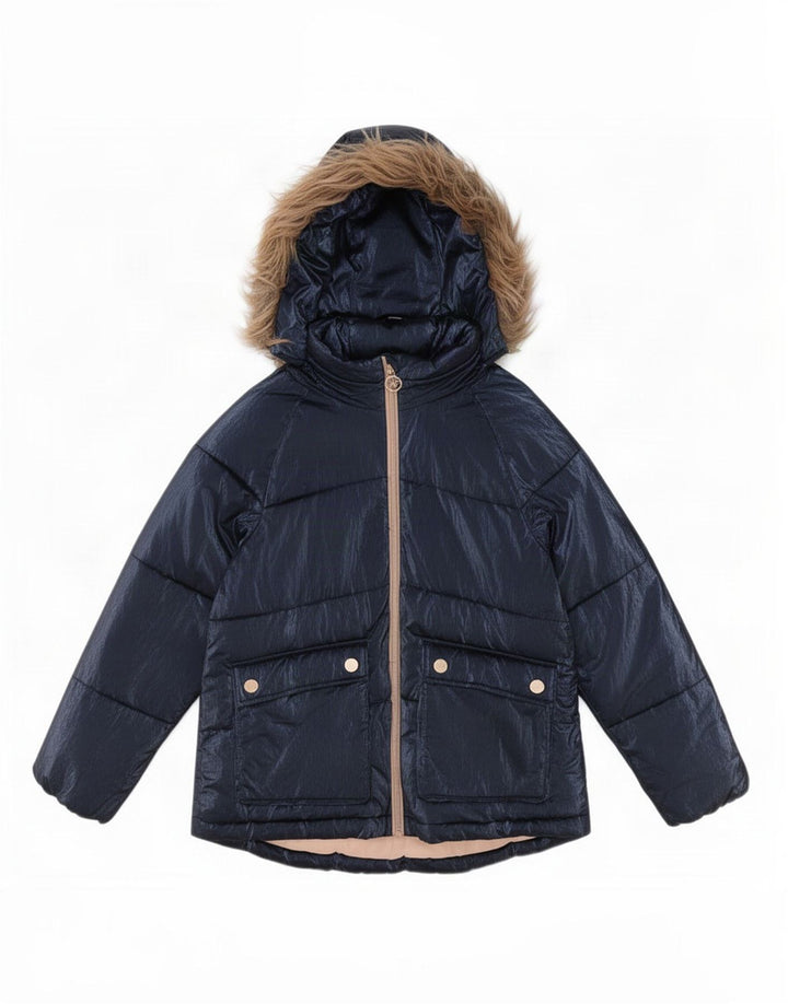 Michael Kors Wattierte Jacke mit Kapuze für Mädchen, 10–11 Jahre, Marineblau, Polyester
