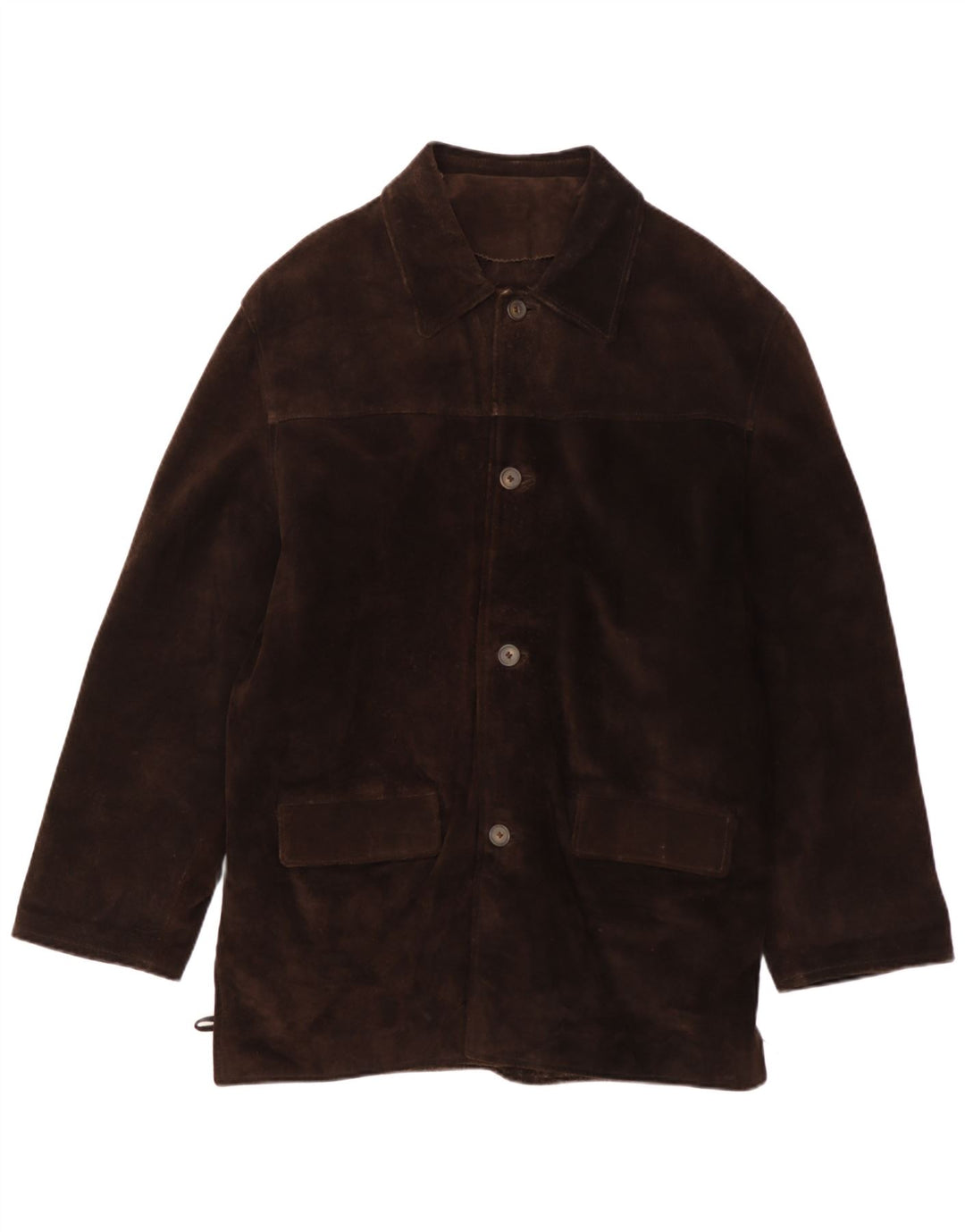 Vintage Herren-Windbreaker-Mantel aus Wildleder, Größe 40, großes braunes Leder