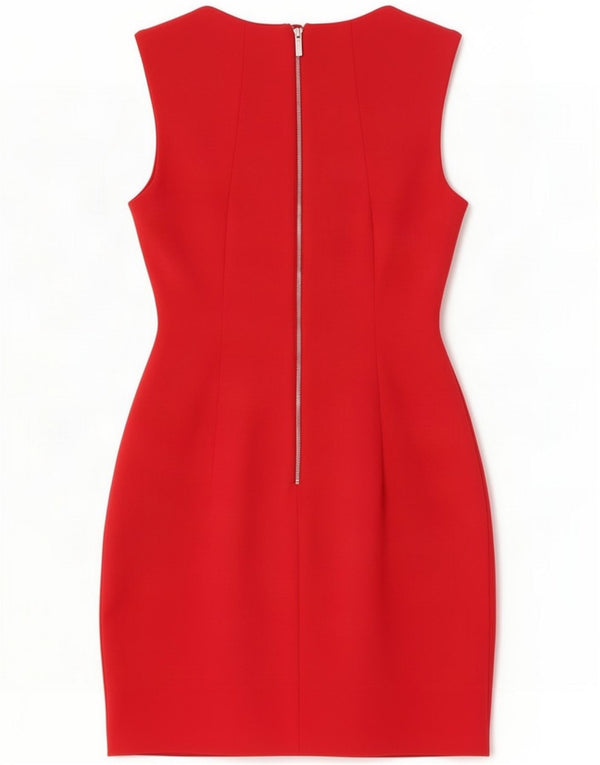Karen Millen Damen Ärmelloses Etuikleid UK 10 Small Red Viscose