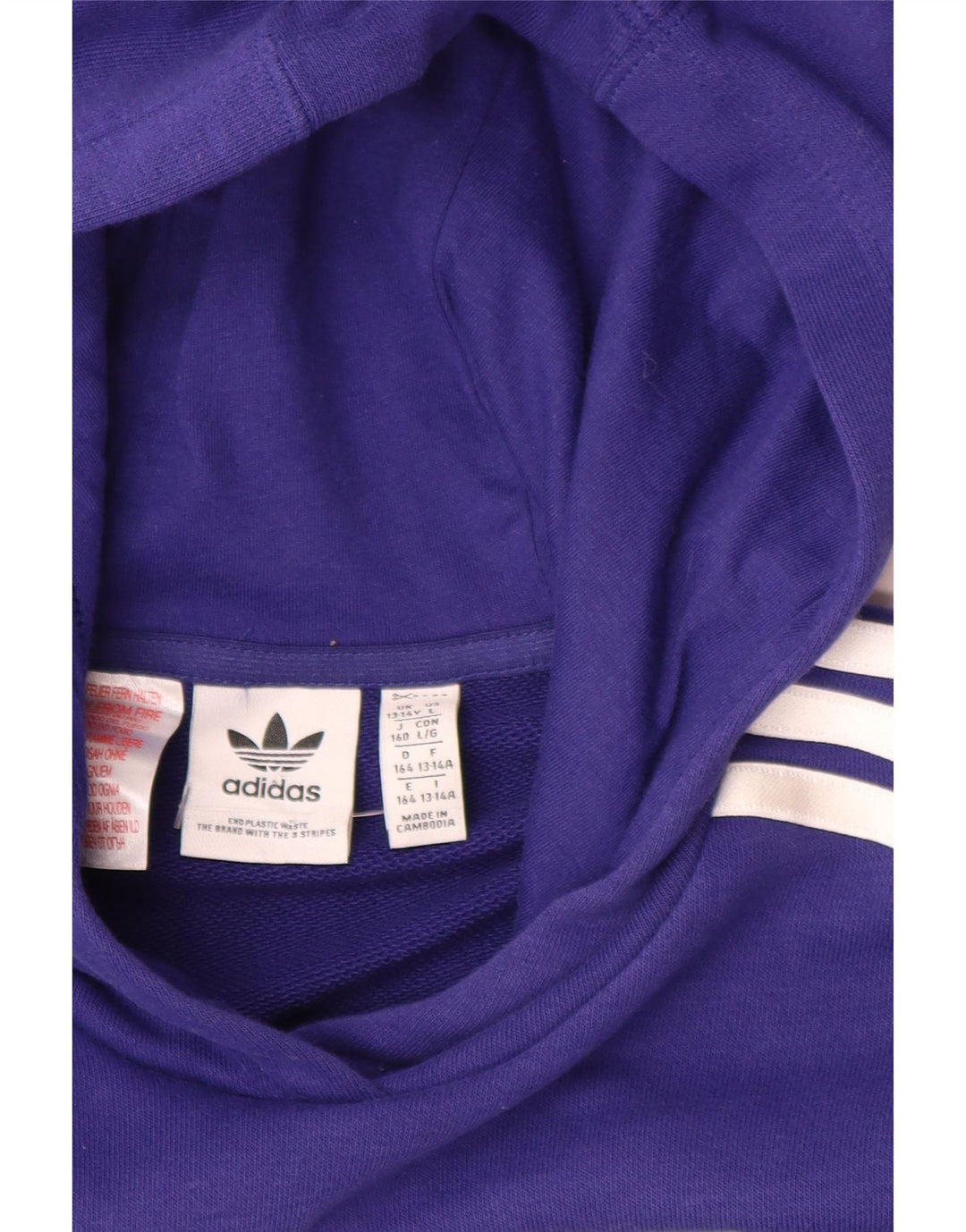 ADIDAS Mädchen Crop Graphic Hoodie Pullover 13-14 Jahre Lila Blumenmuster Baumwolle