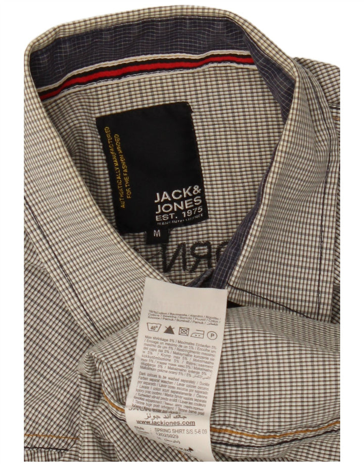 Jack & Jones Herren-Kurzarmhemd mit Militärgrafik, Mittelgrau kariert