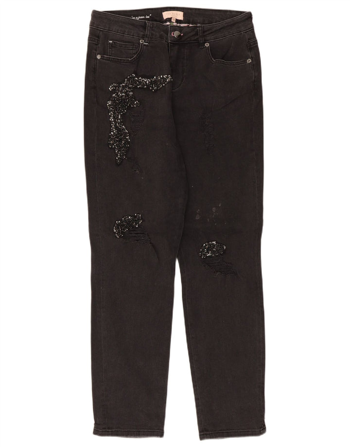 Ted Baker Damen Distressed Slim Jeans W28 L28 Schwarze Baumwolle