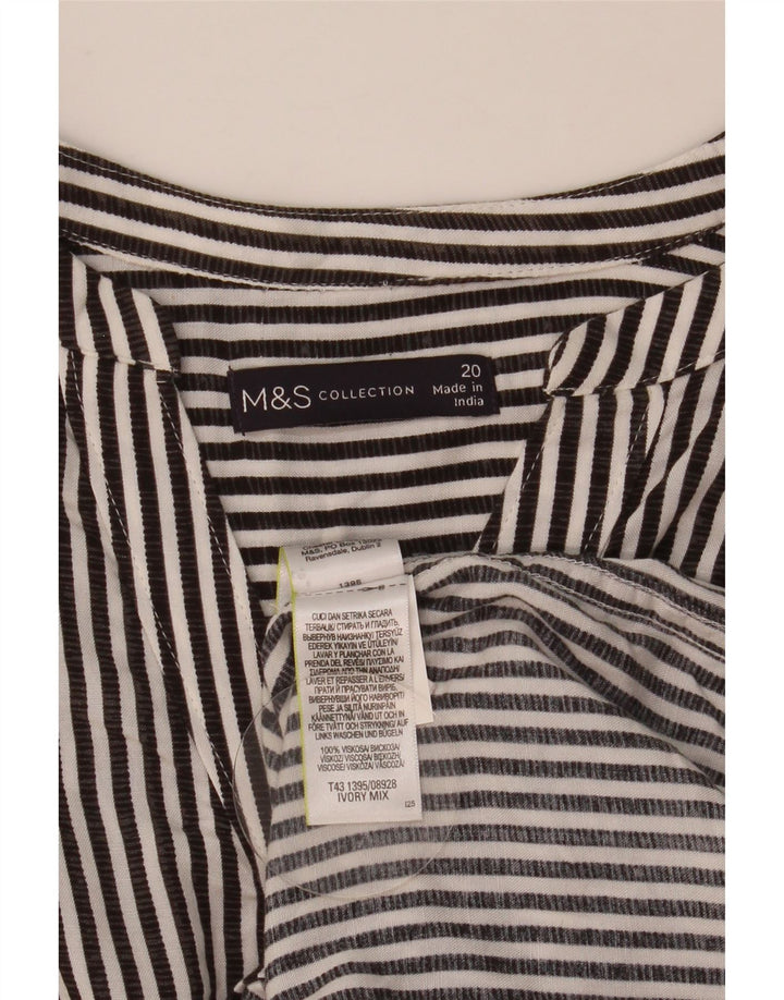 MARKS & SPENCER Übergroße Damen-Hemdbluse UK 20 2XL Grauer Nadelstreifen