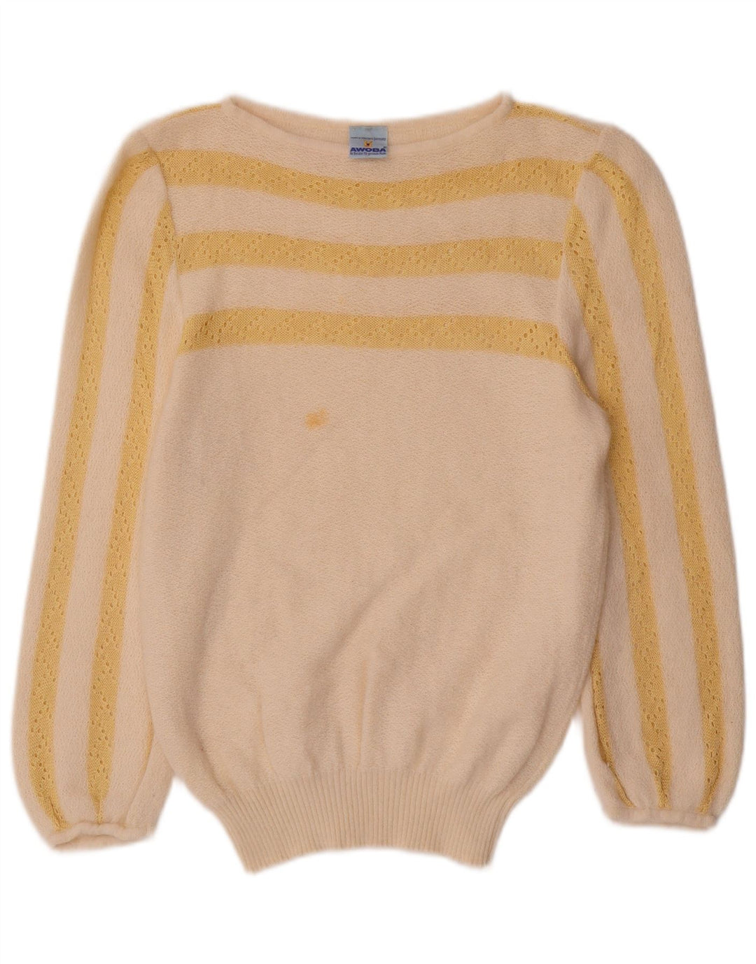 AWOBA Damen-Pullover mit U-Boot-Ausschnitt, Gr. 12, Mittel, gebrochenes Weiß, gestreift