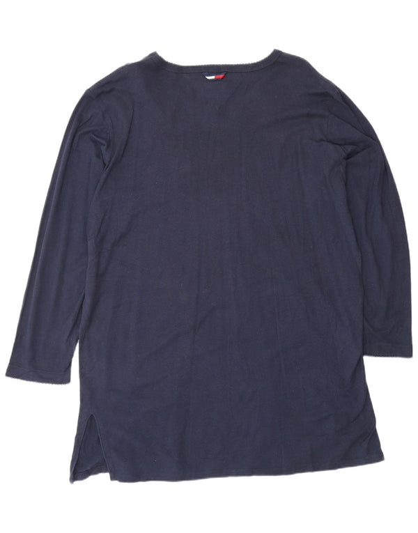 Tommy Hilfiger Damen Grafik-Langarm-Tunika-Oberteil, UK 16, Größe L, Marineblau