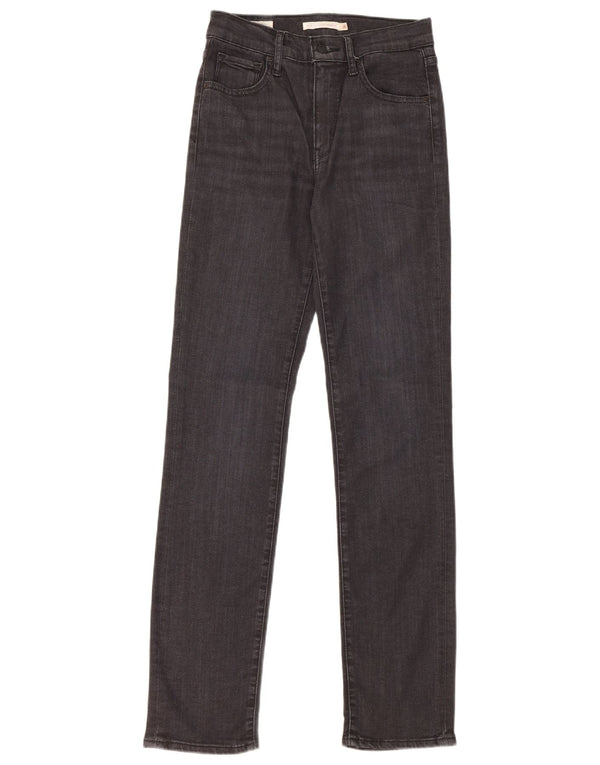 Levi's Damen 724 High Rise Straight Jeans W26 L32 Schwarzes Lyocell
