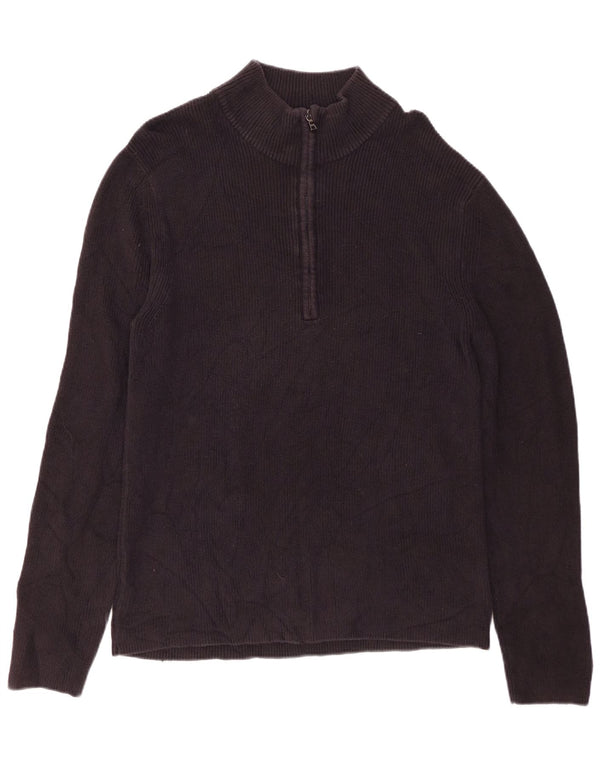 CALVIN KLEIN Herren-Pullover mit Reißverschluss, XL, schwarze Baumwolle