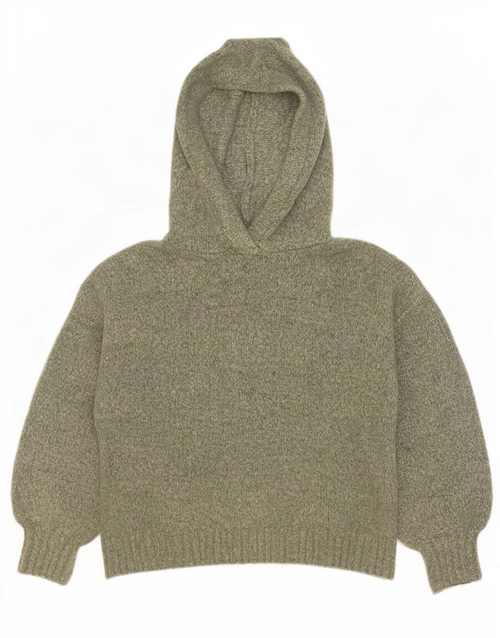 Zara Damen-Pullover mit Kapuze, übergroß, Gr. 14, mittelgrün meliert