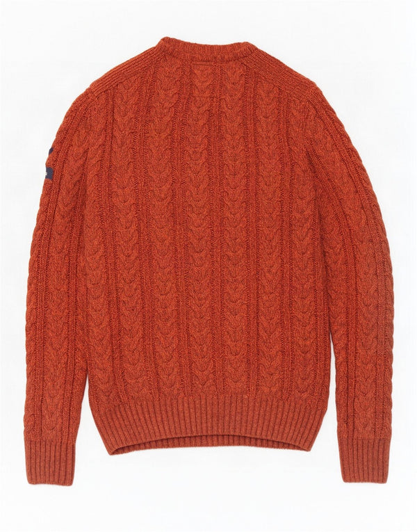 Superdry Herren-Pullover mit Rundhalsausschnitt, Mittelbraun geflecktes Acryl