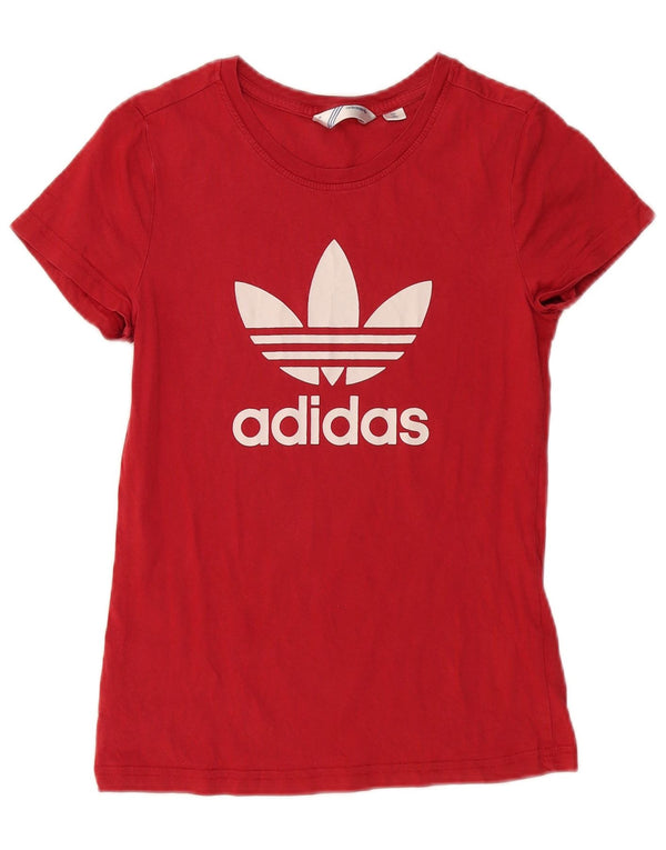 ADIDAS Damen Grafik T-Shirt Top IT 38 Small Rote Baumwolle