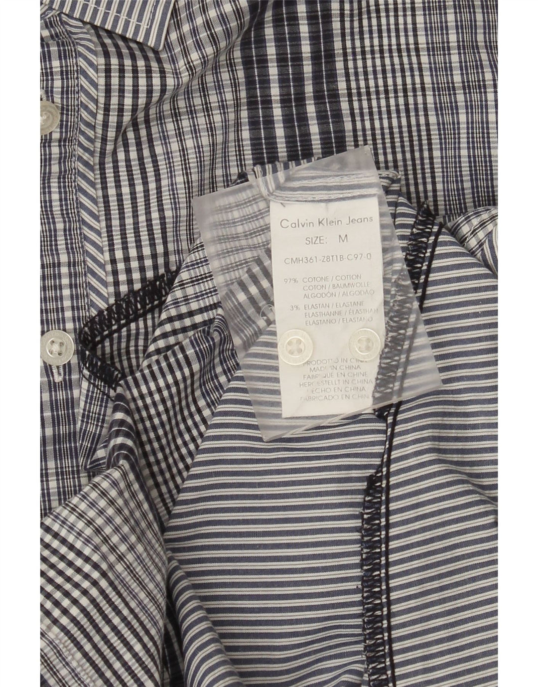 Calvin Klein Jeans Herrenhemd aus mittelblauer Karo-Baumwolle