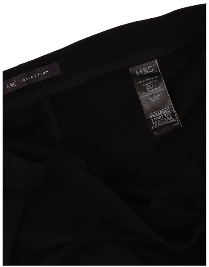 Marks & Spencer Womens Regular Leggings UK 12 Mittelschwarze Baumwolle