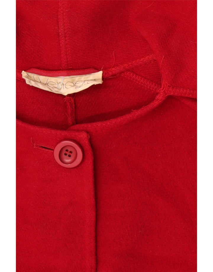 Vintage Damen Mantel mit Vorderkrawatte UK 18 XL Rote Wolle