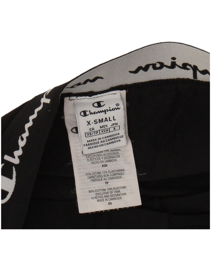 CHAMPION Damen Grafik-Leggings UK 4 XS Schwarz Baumwolle