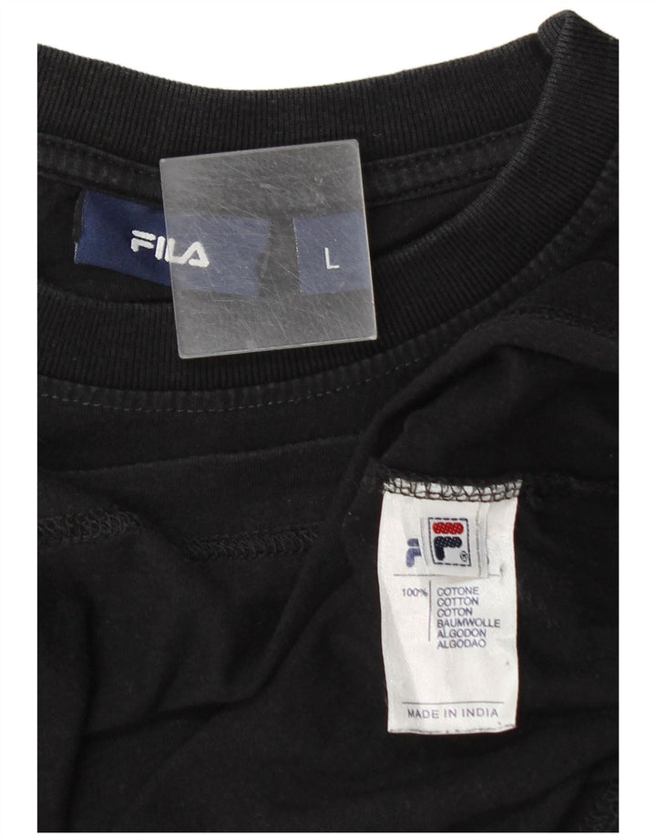 Fila Herren-T-Shirt mit Grafik, groß, aus schwarzer Baumwolle