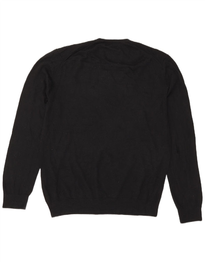 Marks & Spencer Herren-Pullover mit V-Ausschnitt, XL, schwarze Merinowolle