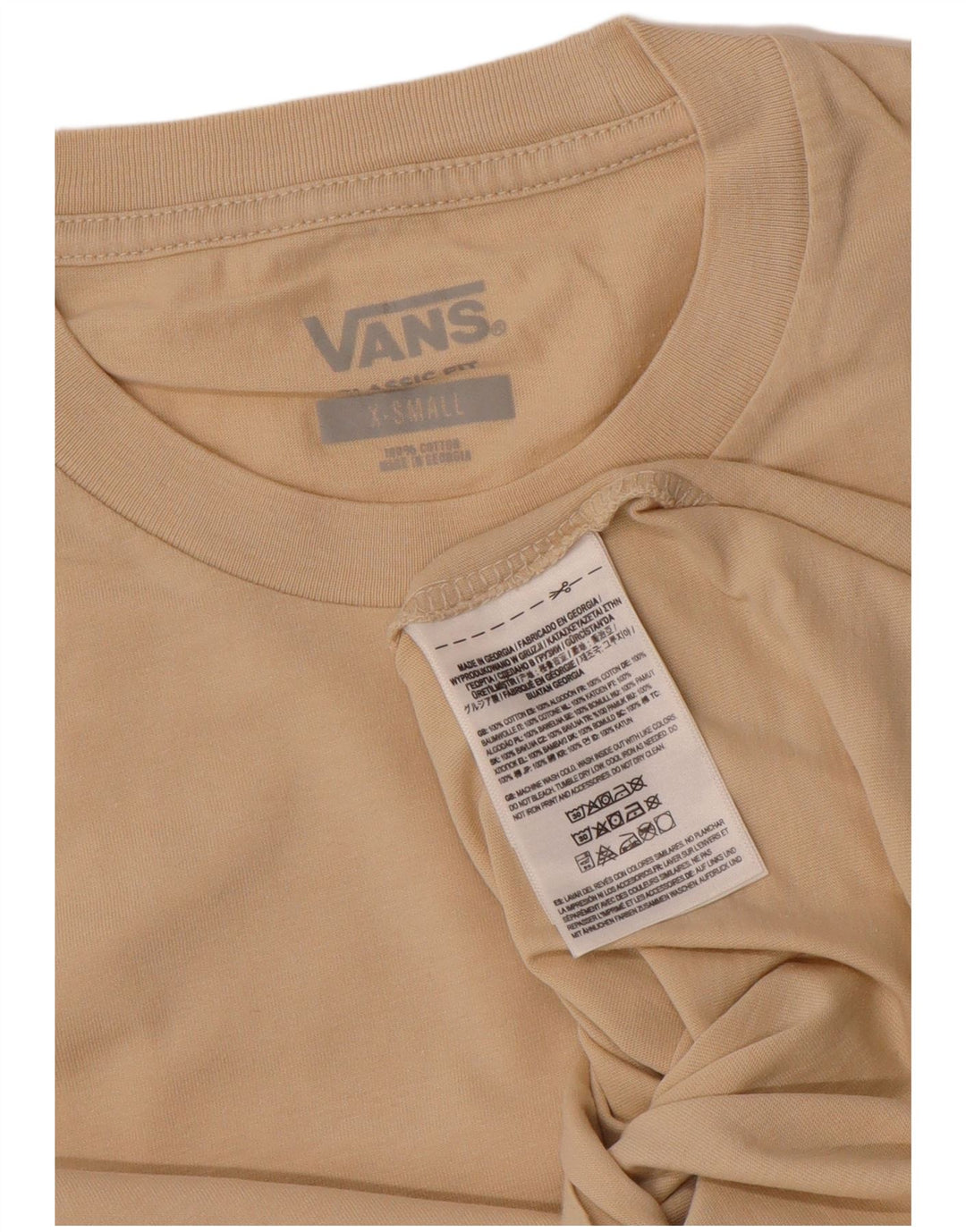 VANS Herren Classic Fit T-Shirt Top XS Beige Baumwolle