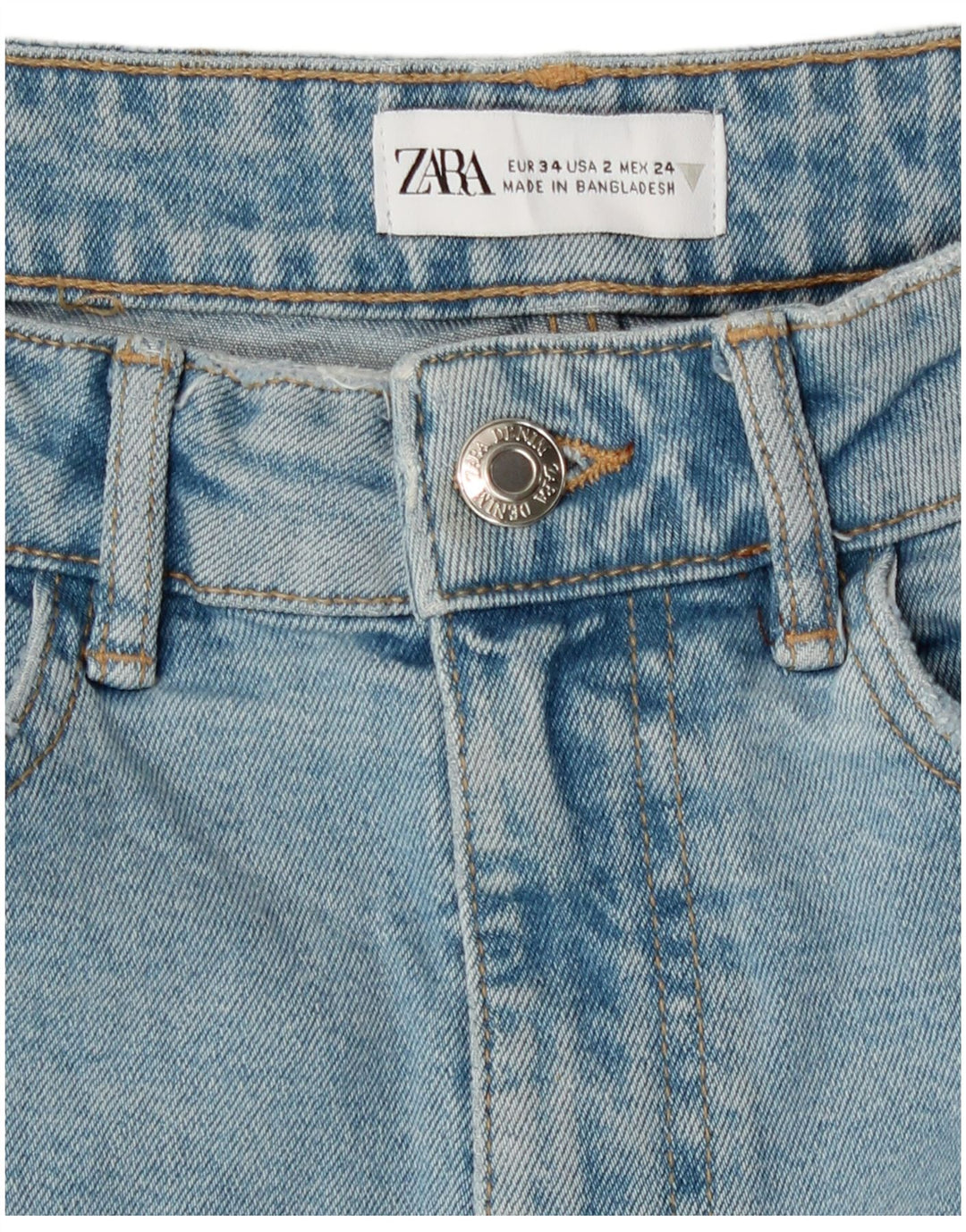 Zara Damen Jeansshorts EU 34 2XS W24 Blaue Baumwolle