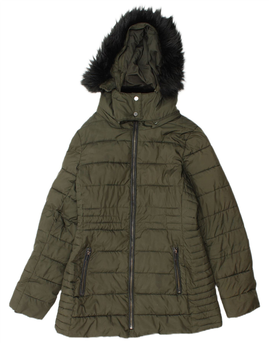 HOBBS Wattierte Damenjacke mit Kapuze, UK 10, Größe S, Khaki, Polyester