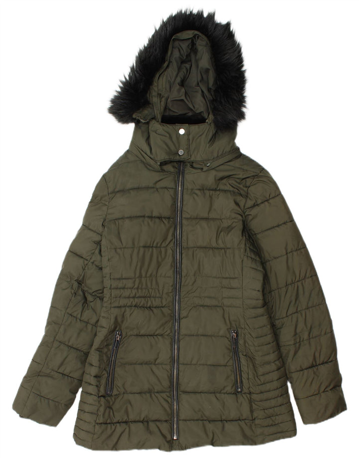 HOBBS Wattierte Damenjacke mit Kapuze, UK 10, Größe S, Khaki, Polyester