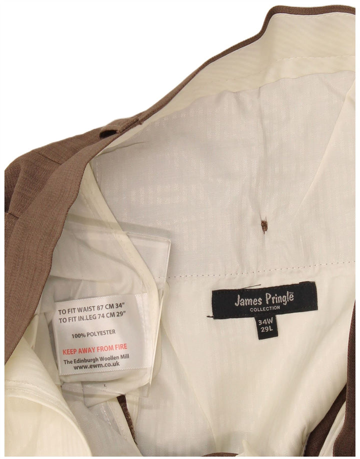 James Pringle Gerade Herren-Anzughose W34 L29 Braunes Polyester