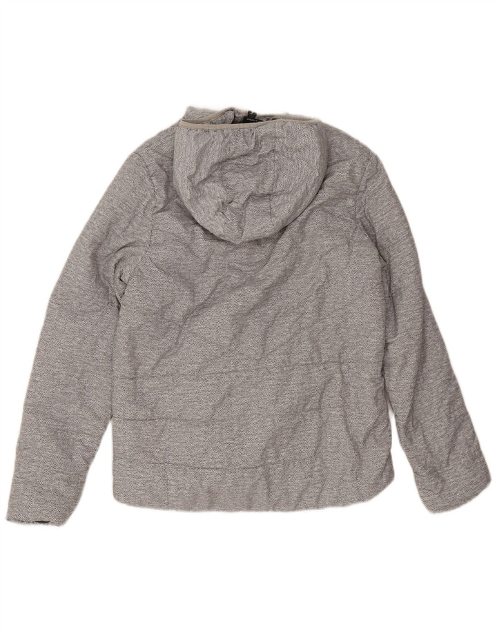 New Balance Damen-Sherpa-Jacke mit Kapuze, UK 14, mittelgrau, Fischgrätenmuster