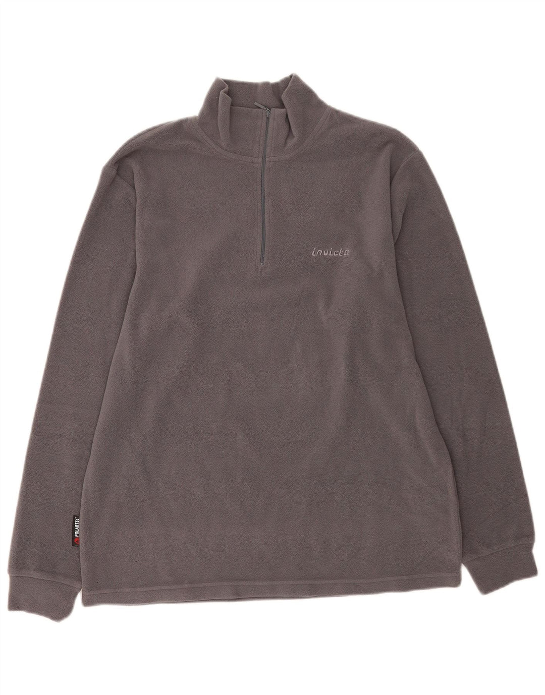 Invicta Herren-Fleecepullover mit Reißverschluss am Hals, großes graues Polyester