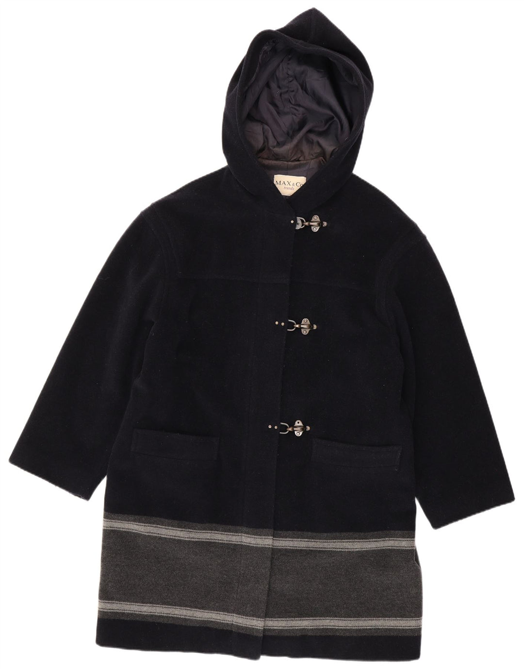 Max & Co. Damen-Dufflecoat mit Kapuze, UK 14, Large, Marineblau, Farbblock