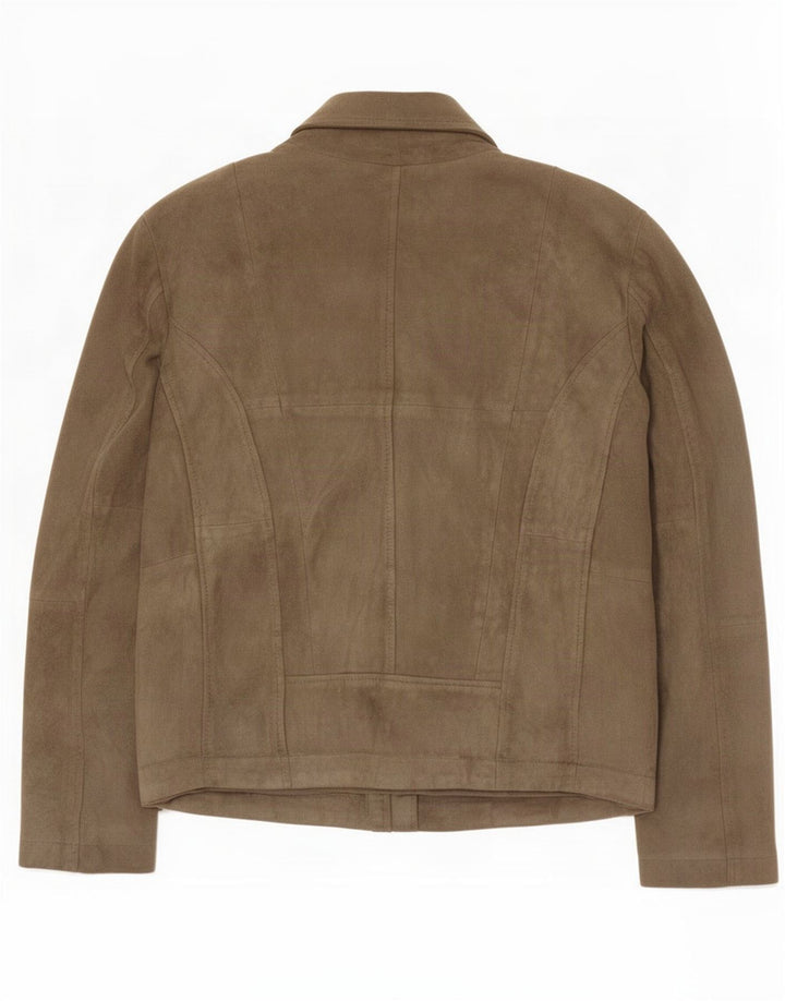 Giorgio Brato Herren Wildleder Bikerjacke IT 48 Mittelgrünes Leder