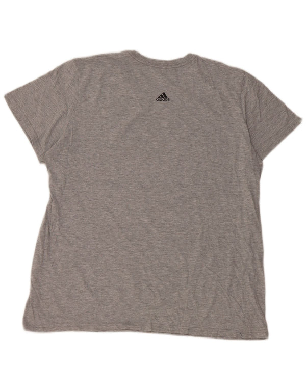 Adidas Damen Graphic T-Shirt Top UK 18 XL Grau gefleckte Baumwolle