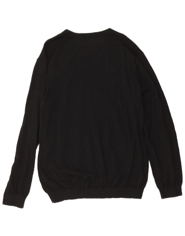 Marks & Spencer Herren-Pullover mit V-Ausschnitt, 2XL, schwarze Merinowolle