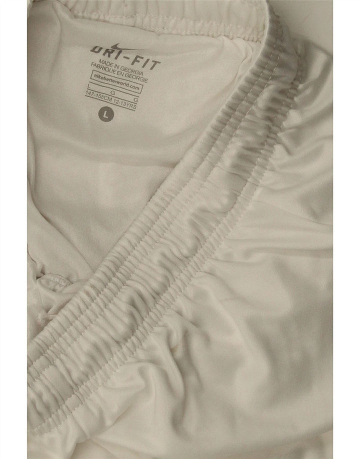 NIKE Boys Dri Fit Sport Shorts 12-13 Years Large White Polyester Vintage Nike and Second-Hand Nike from Messina Hembry 