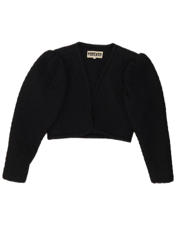 Vintage Damen Crop Bolero Jacke UK 8 Small Schwarz