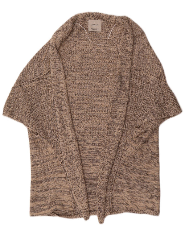 Zara Poncho-Cardigan für Damen, Gr. 14, mittelgrau gefleckte Baumwolle