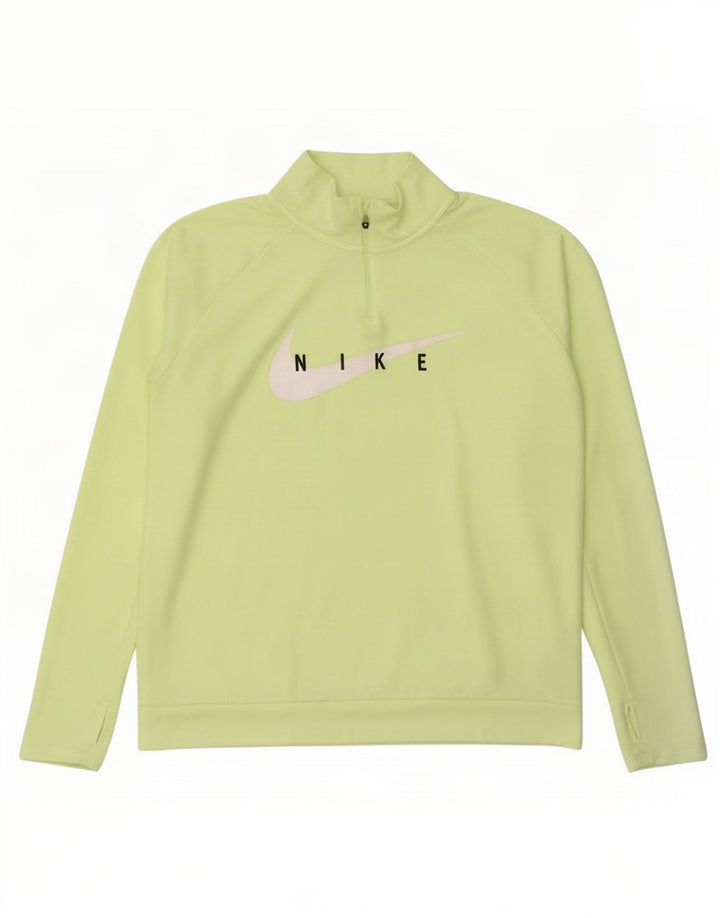 Nike Herren-Top mit langen Ärmeln, groß, grünes Polyester