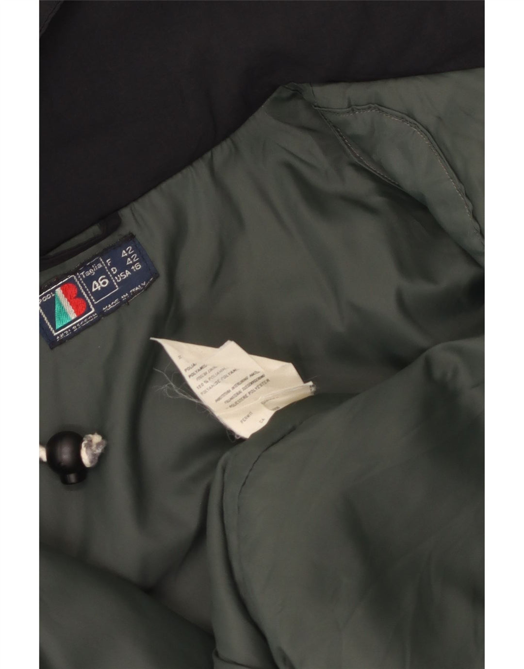 VINTAGE Damen Übergroße Windjacke mit Kapuze IT 46 Großes schwarzes Nylon