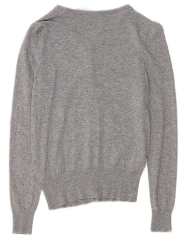 Marks & Spencer Damen-Strickjacke, Gr. 8, Größe S, grau gefleckte Viskose