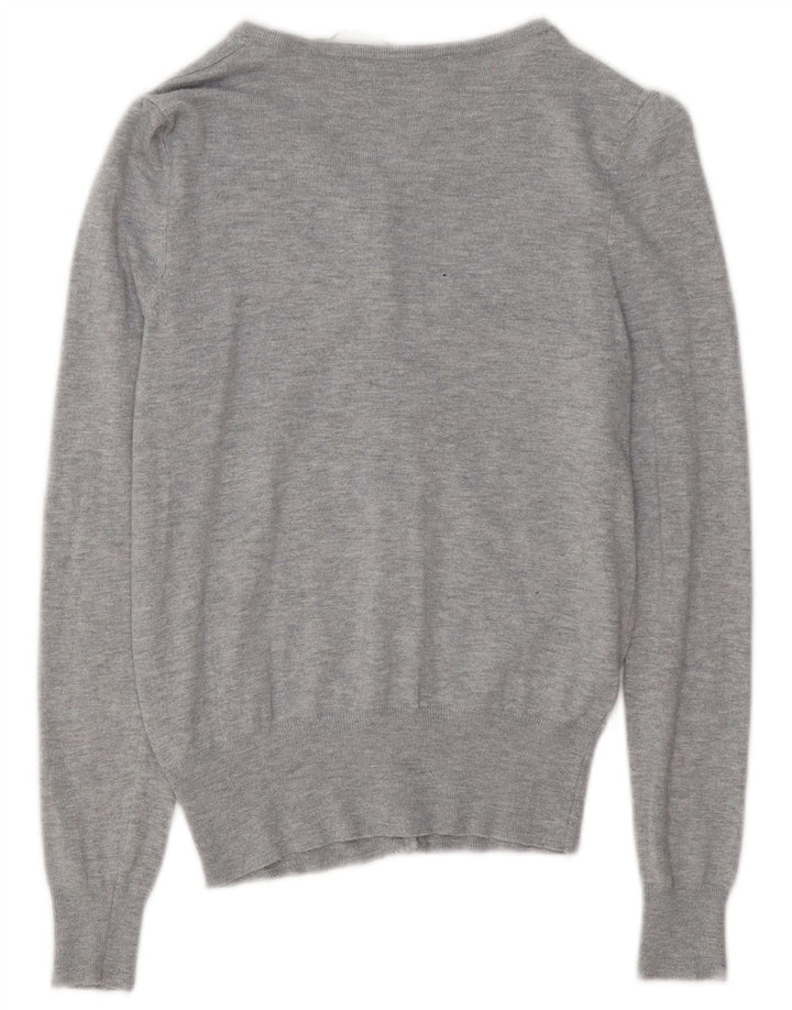 Marks & Spencer Damen-Strickjacke, Gr. 8, Größe S, grau gefleckte Viskose
