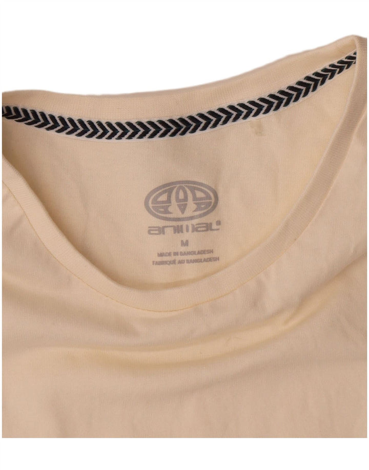Animal-Grafik-T-Shirt-Oberteil für Herren, mittelgroß, cremefarbene Baumwolle