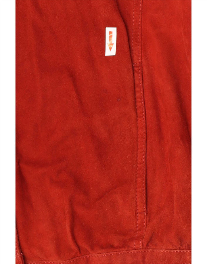 Vintage Damen Übergroße Wildlederjacke IT 44 Mittelrotes Leder