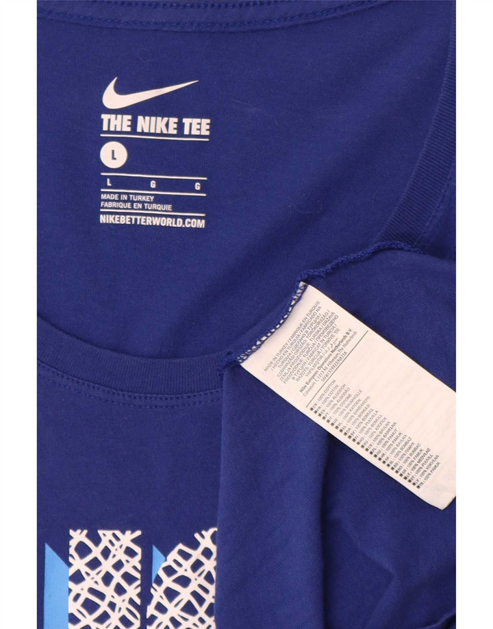 Nike Herren-T-Shirt mit Grafik, Größe L, aus blauer Baumwolle