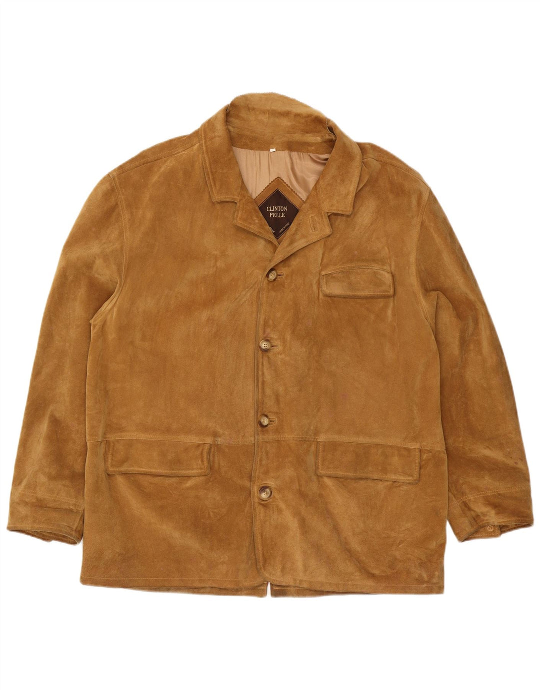 Vintage Herren 4-Knopf-Wildleder-Blazerjacke IT 56 3XL Beige