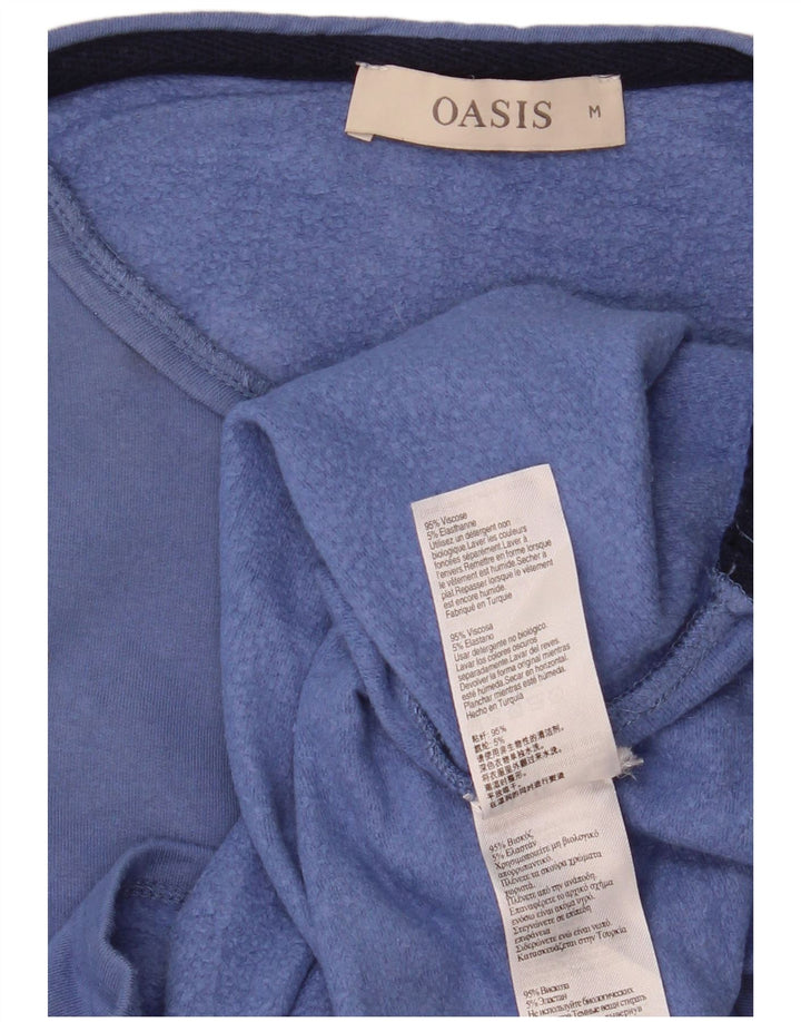 Oasis Damen-Sweatshirt mit abstraktem Muster, UK 12, mittelblaue Viskose