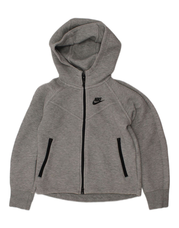 Nike Jungen-Kapuzenpullover mit Reißverschluss, 8–9 Jahre, Größe S, grau gefleckte Baumwolle