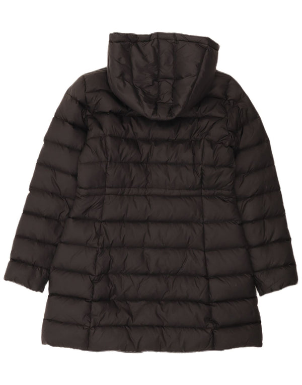 Benetton Womens Hooded Padded Coat UK 14 Medium Black Polyamide